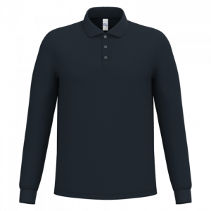 Polo piqué manches longues Navy